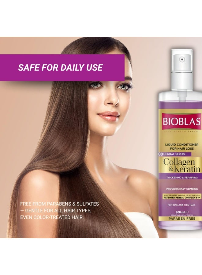 Bioblas Liquid Conditioner Collagen + Keratin 200ml for Weak and Damaged Hair, Strengthening & Repair Care - Image 4